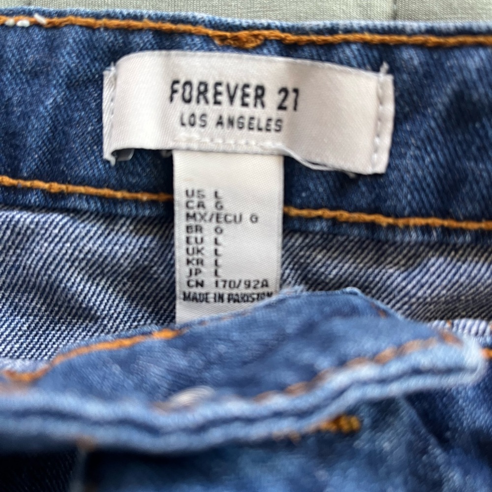 Forever 21 Denim Jean Belted Mini Skirt Tie Belt Size Large - Picture 6 of 12